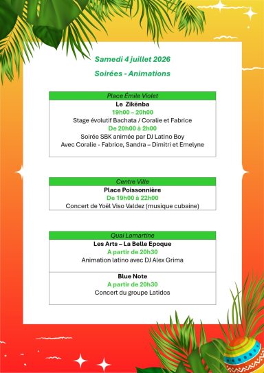 Programme soirées Samedi 4/07