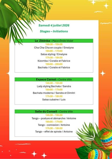 Programmes stages initiations danse - Samedi 4/07