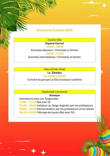 Programme dimanche 5/07